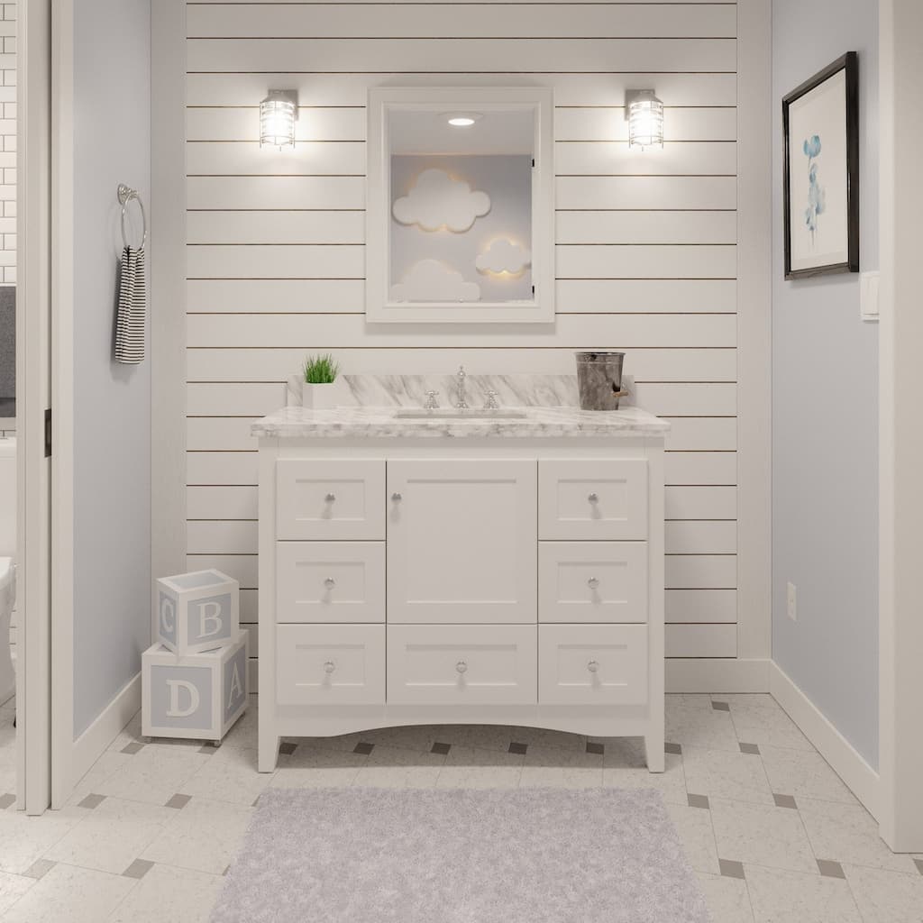 KitchenBathCollection Abbey 42" Bathroom Vanity with Carrara Marble Top