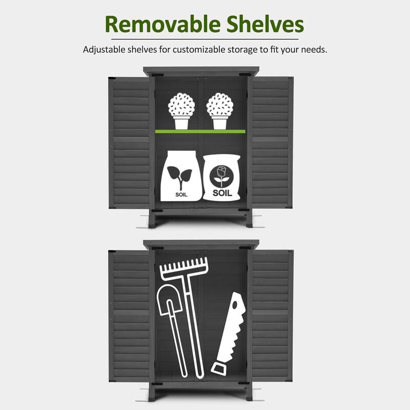 MCombo Small Outdoor Storage Cabinet Shed with Double Doors (24.6" x 18.3" x 38.2"), Wooden 0985