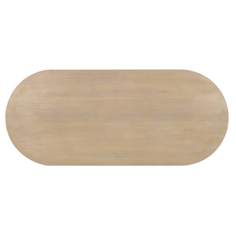 6 Piece Dining Table Set with Bench,Oval Kitchen Table Chairs Set for 6, Modern Style Dining Room Set