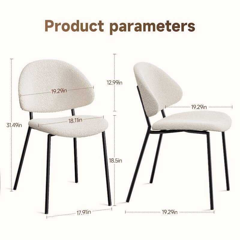 Set of 4 Upholstered PU Leather Dining Chairs Mid-Century Modern Dining Chairs with Curved Backrest for Dining Room Kitchen
