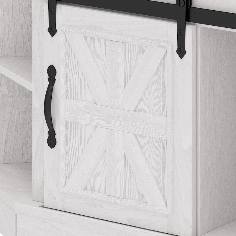 Moasis 47.2" W Corner TV Stand with Power Outlet, Barned-Door Cabinet