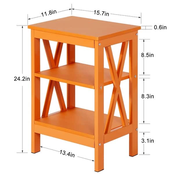 dimension image slide 2 of 6, Modern Nightstand with 3-Tier Storage Shelves A Variety of Colors Are Available for Living Room, Bedroom Entrance End Table