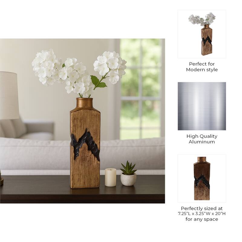 Artistic Table Vase with Fractured Finish for Home Decor