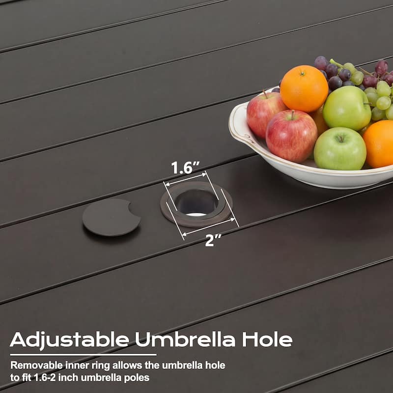 Aoodor Patio Metal Dining Table with Adjustable Umbrella Hole