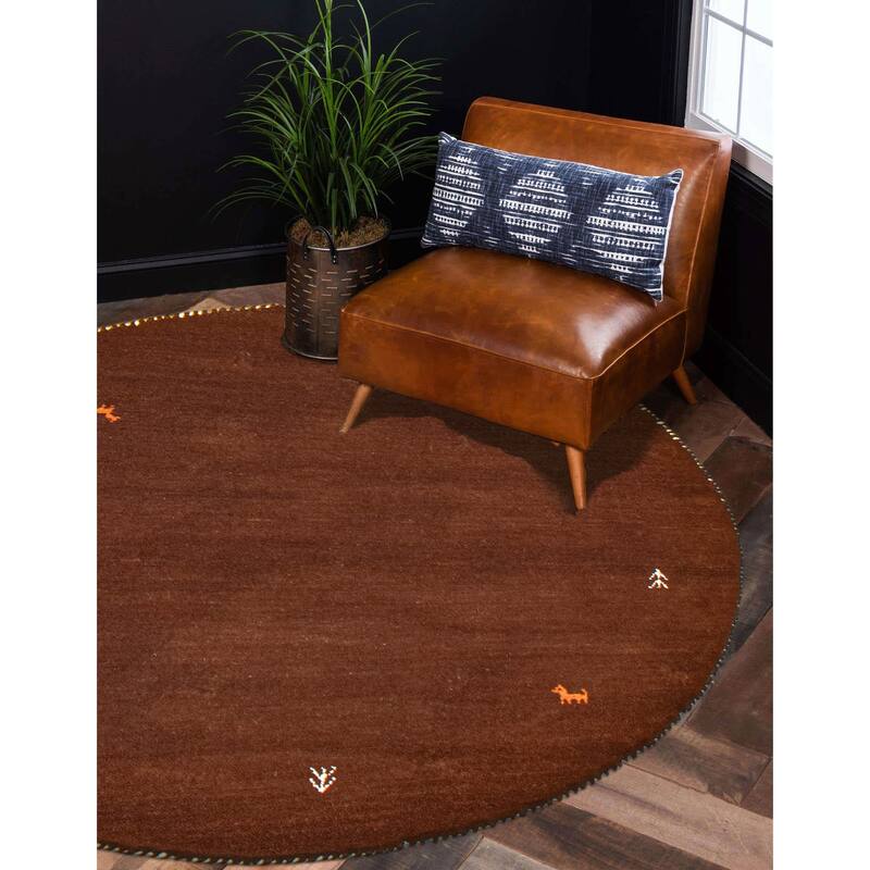 Kashkuli Gabbeh Brown Rug 3'11" x 3'11" - 3'11 x 3'11