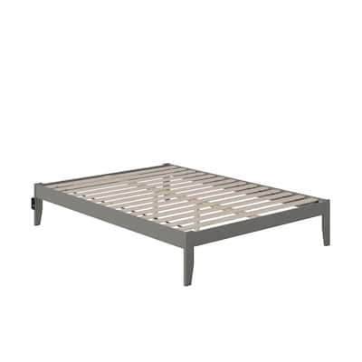 Renaissance Bed with USB Charger - Grey, Strong Slats, No Box Spring Needed