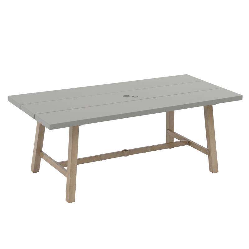 Aluminum Outdoor Dining Table with Umbrella Hole, Weather-Resistant Patio Table for Backyard, Garden, Poolside, and Balcony