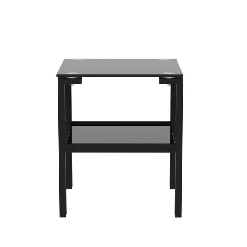 Set of 2, Glass 2 Layer Tea Table, Small Square Table, Bedroom Corner Table, Living Room Side