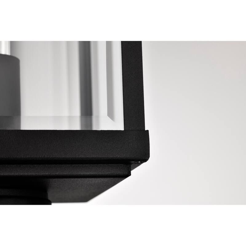 Luca Outdoor Post Lantern Sand Black Finish Clear Beveled Glass