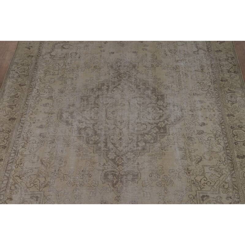 Tabriz Persian Vintage Area Rug Handmade Traditional Wool Carpet - 8'11" x 12'4"