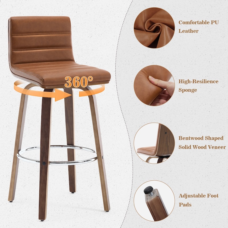 26"/29" Faux Leather Swivel Bar/Counter Stools, Set of 2/3