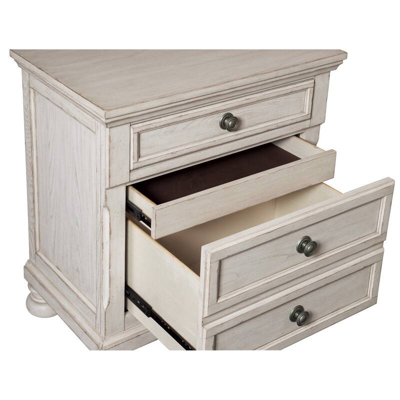 Antique White 2 Drawer 28.5 in. W Nightstand with Sturdy Hardware and Ample Storage