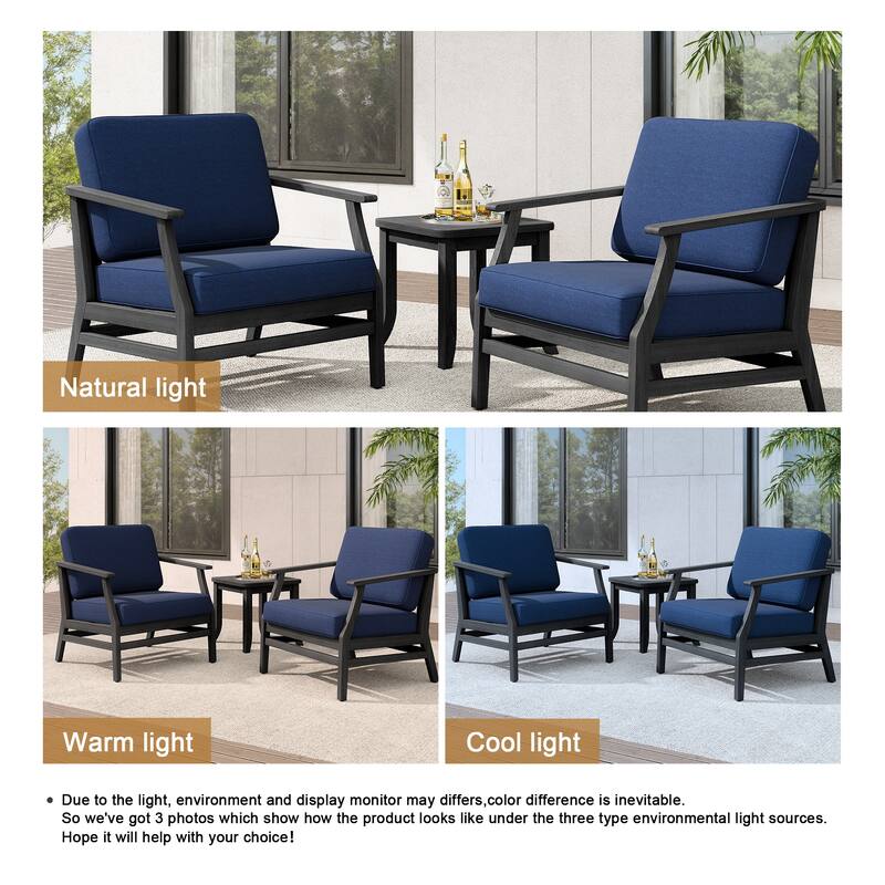 Teak Outdoor Bistro Set with Weather-Resistant Cushions (3-Piece Set)