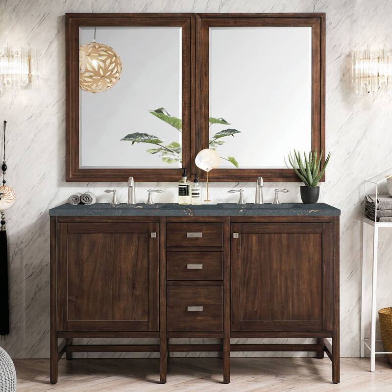 James Martin Vanities E444-V60D-3PBL Addison 60" Double Basin Wood