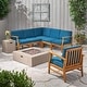 preview thumbnail 9 of 17, Illona Outdoor Acacia Sofa Set by Christopher Knight Home Teak + Blue Cushion + Light Gray
