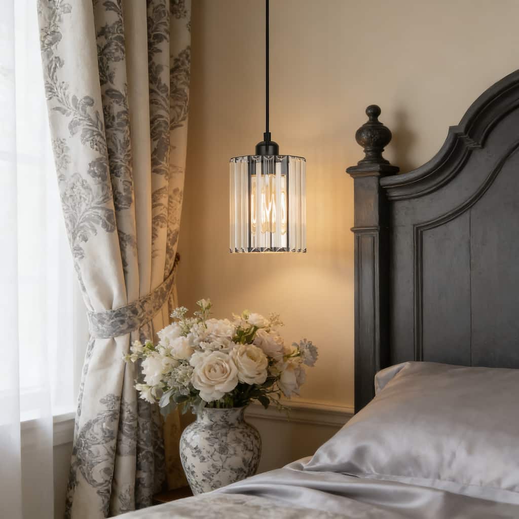 Starsky 1-Light Modern Minimalist Single Glass Pendant Light - Black