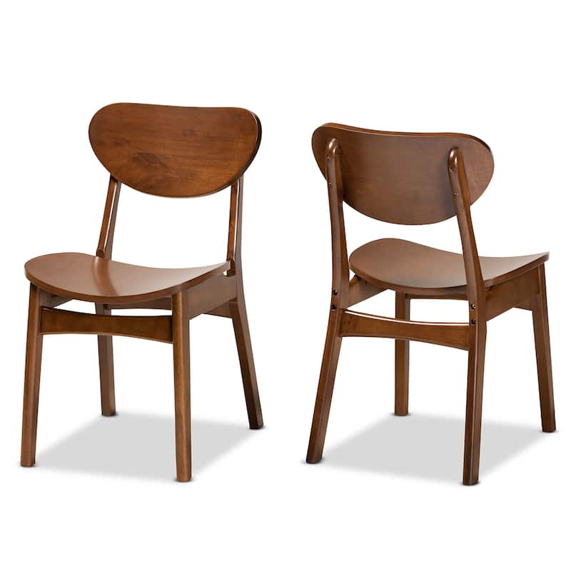 Katya Mid-Century Modern 2-Piece Dining Chair Set - Brown