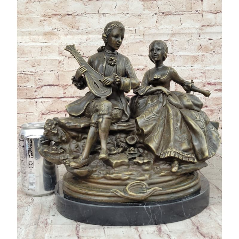 Romantic Serenade: A Baroque Couple In Harmony - European Bronze Sculpture Original Art