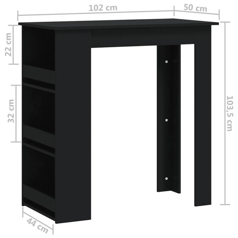 vidaXL Bar Table Kitchen Pub Bistro Table with Storage Rack Engineered Wood - 40.2" x 19.7" x 40.7"