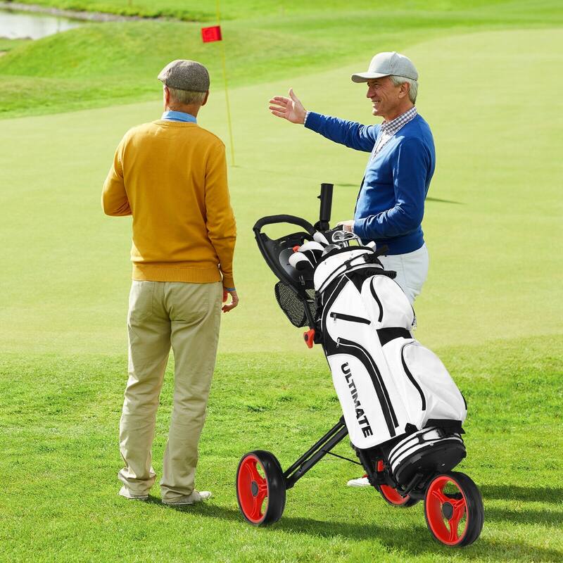 3 Wheel Folding Golf Push Cart with Brake Scoreboard Adjustable Handle