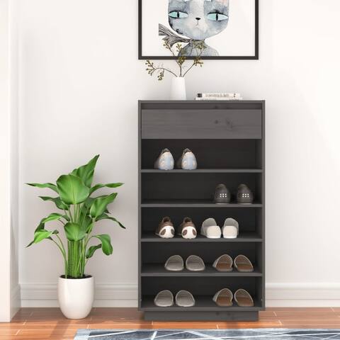 Shoe Cabinet Gray 23.6"x13.4"x41.3" Solid Wood Pine
