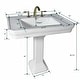 preview thumbnail 5 of 3, White Porcelain Large Pedestal Bathroom Sink Wall Mounted Sink with Faucet Hole and Overflow (Set of 2) Renovators Supply