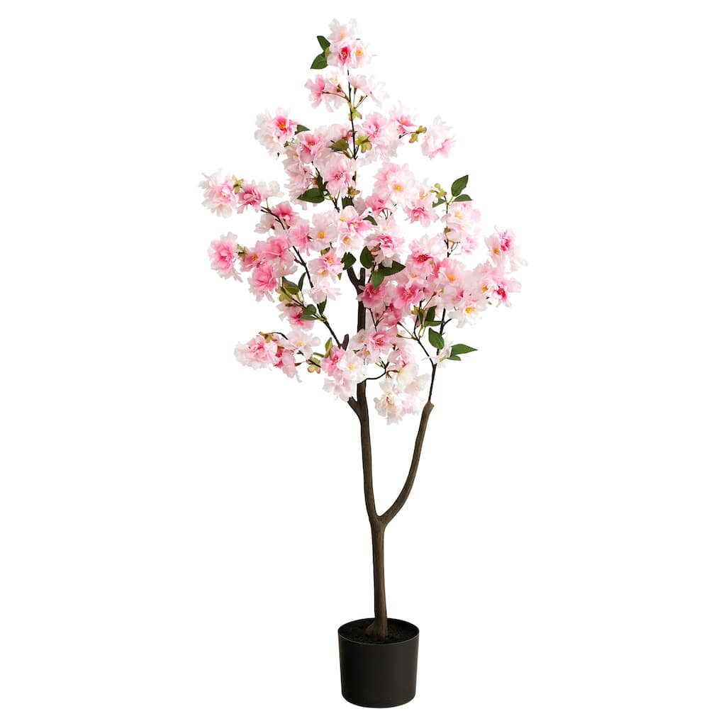 Artificial Cherry Blossom Tree 4ft - Pink Flowers Faux Tree Indoor Decor - Elegant Spring Accent Home Office Living Room