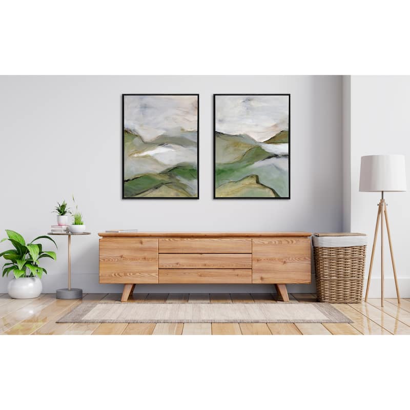 Kate and Laurel Sylvie Beaded Whispers of the Hills 1 and 2 Framed Canvas Art Set by Nikita Jariwala