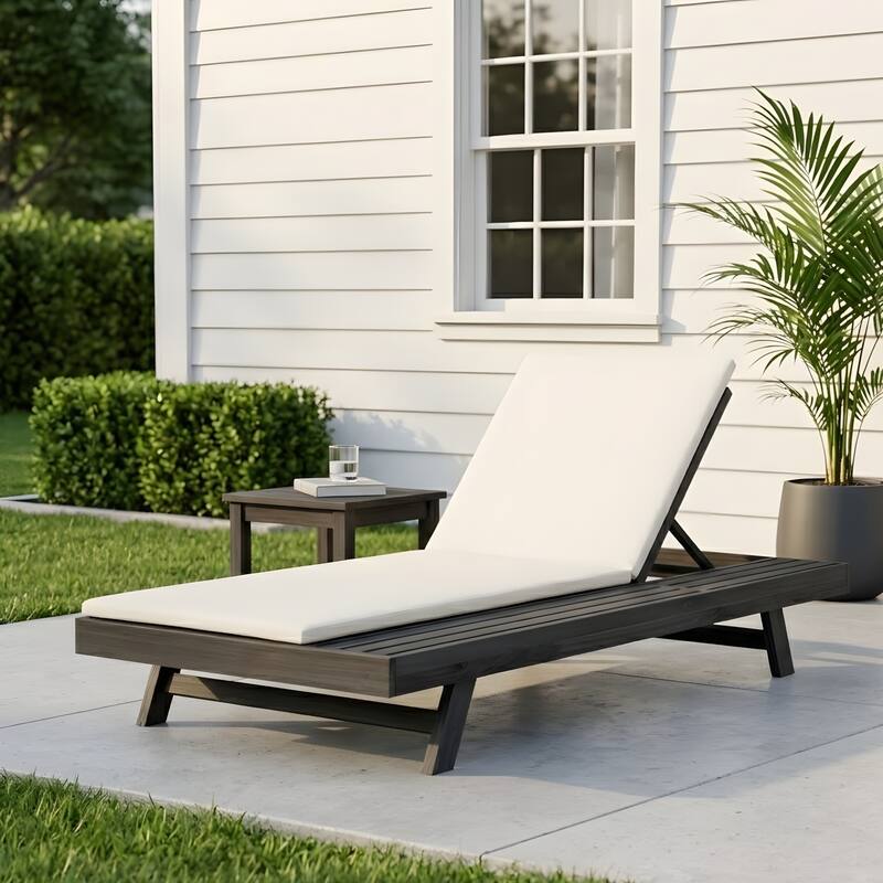 Lounge Chair Set with Open-Sided Design Black Lacquered Locust Wood Frame with Waterproof Cushions
