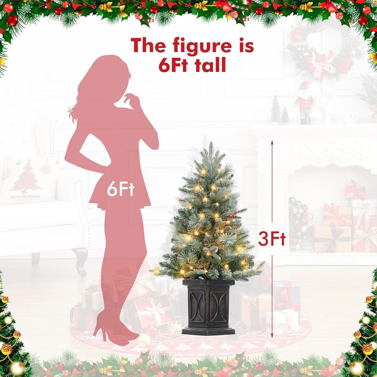3 FT Pre Lit Christmas Tree with 78 LED White Lights On Sale Bed Bath Beyond 41698896