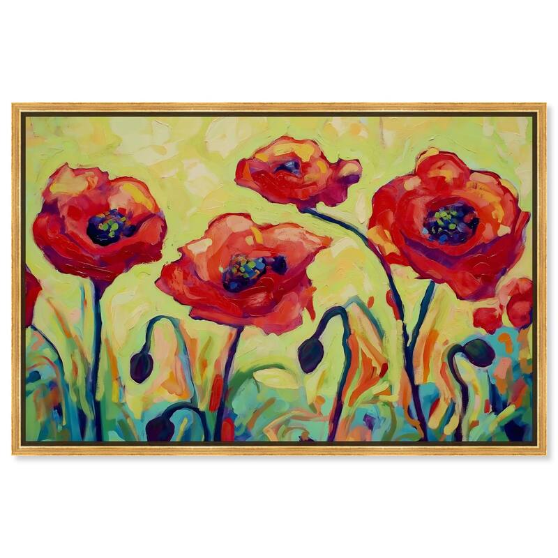 Red Poppy Field II Canvas by Art Remedy - Gold - 36" x 24"