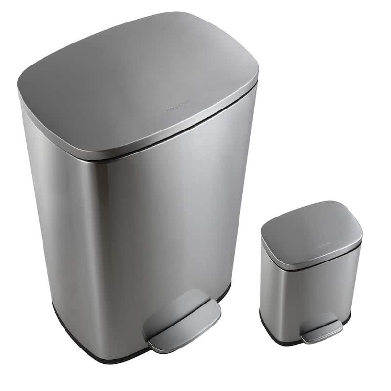 happimess 13-Gallon Trash Can with Soft-Close Lid and FREE Mini Trash Can