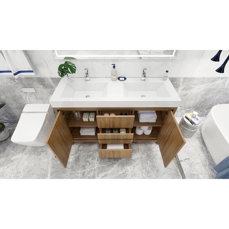 Dove 60'' Freestanding Vanity with Double Reinforced Acrylic Sink