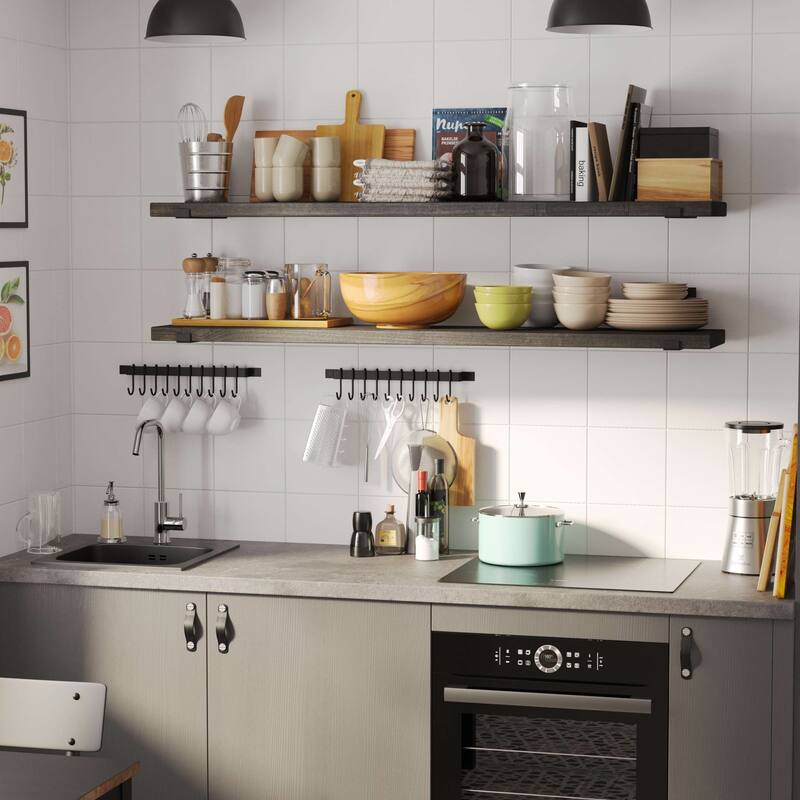 Wallniture Forte Wood Board 60" Long, 11.25'' Deep, 1.5" Thick, Wood Floating Shelf for Wall with Heavy Duty Metal Brackets, 1pc