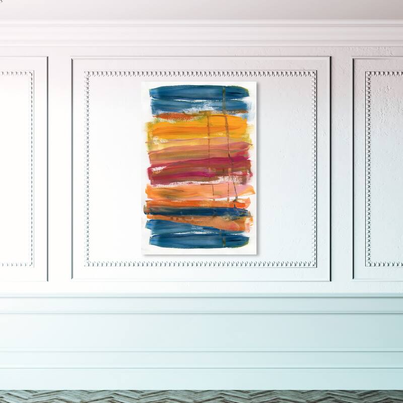Wynwood Studio Abstract Abstract Burger Sandwich Blue and Dark Blue Modern & Contemporary Wall Art Canvas Print - 45 x 30