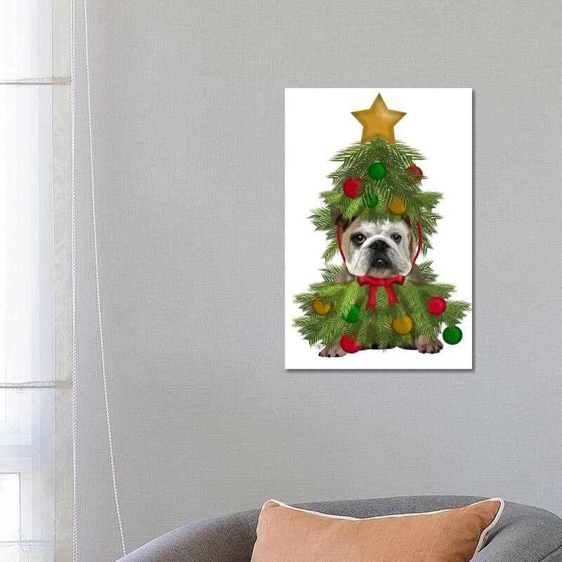 iCanvas "English Bulldog, Christmas Tree Costume" by Fab Funky Canvas Print - 26x18x1.5