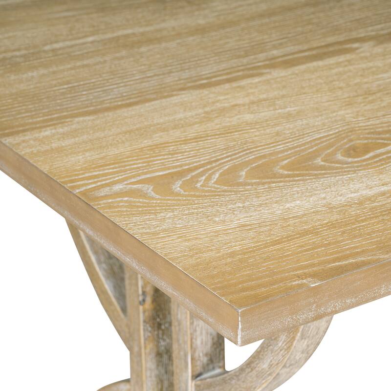 6 Pcs Wood Dining Table Set, Rectangular Kitchen Table Set with Unique Legs, 4 Upholstered Chairs and 1 Padded Bench