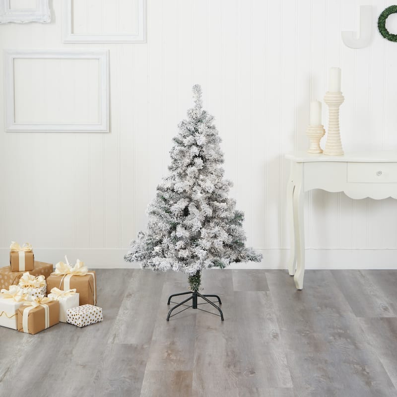 4' Flocked Rock Springs Spruce Artificial Christmas Tree, Unlit - 4 Foot