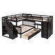 preview thumbnail 6 of 7, L-Shaped Bunk Bed with 3 Drawers,Twin-Twin over Full Bed with Portable Desk and Wardrobe, Espresso