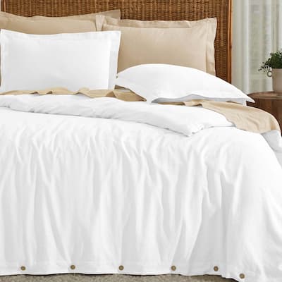 Superior Cotton Linen Garment Washed 3 Piece Duvet Cover Set