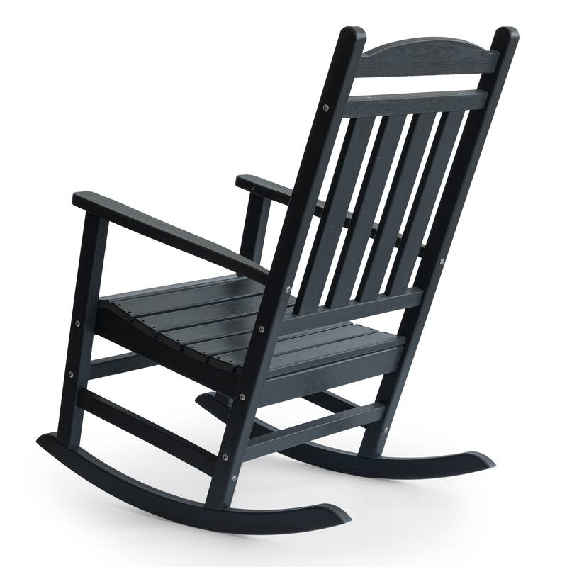 Outdoor Adirondack Rocking Chair, All-Weather Patio Rocking Chairs, HDPE Plastic Outdoor Rocking Chairs with Wide Back