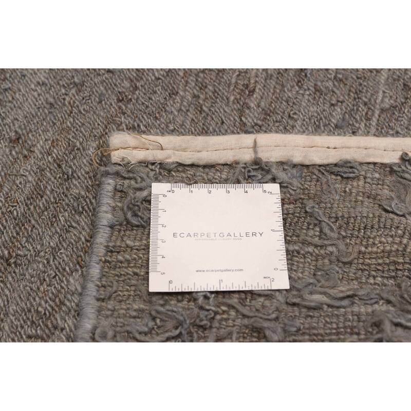ECARPETGALLERY Flat-Weave Natural Grey Wool Tapestry Kilim - 7'11 x 9'3