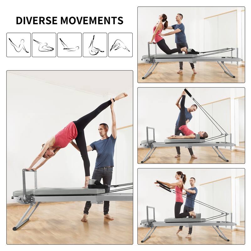 ZENOVA Pilates Reformer，Foldable Pilates Reformer Machine for Home and Gym Use