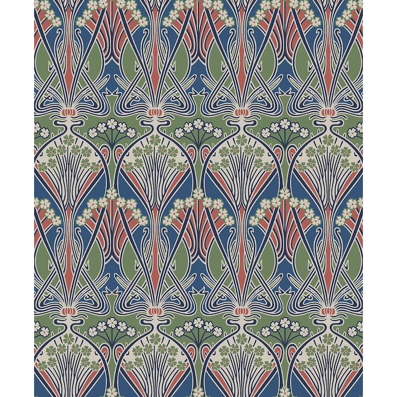 Seabrook Designs Dragonfly Damask Nonwoven Unpasted Wallpaper - 20.9 in. W x 33 ft. L - Mauve & Sage