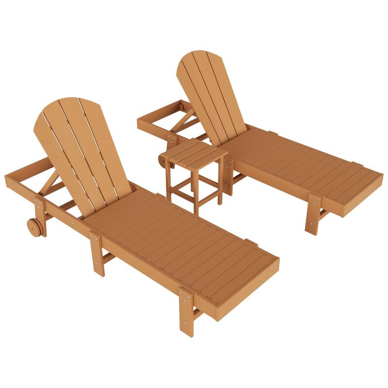 Polytrends Laguna Hdpe All Weather Outdoor Patio Pool Reclining Armless Chaise Lounges (3-Piece Set)