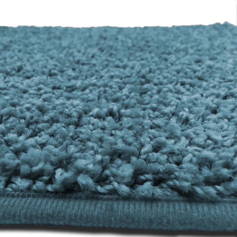 Layla 3 PC Shaggy Bathroom Rug Set, Bath Mat, Contour Rug, Lid Cover, Solid Colors