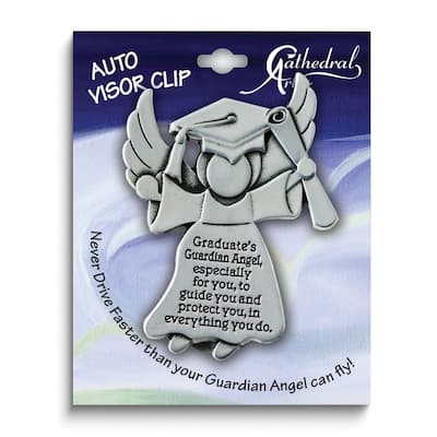 Curata Silver-Tone Graduation Guardian Angel Visor Clip