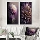 preview thumbnail 8 of 11, Designart "Purple Dahlia Flower" Dahlia Framed Wall Art Set Of 2 - Purple Wall Art Set Of 2 24 in. wide x 20 in. high - White