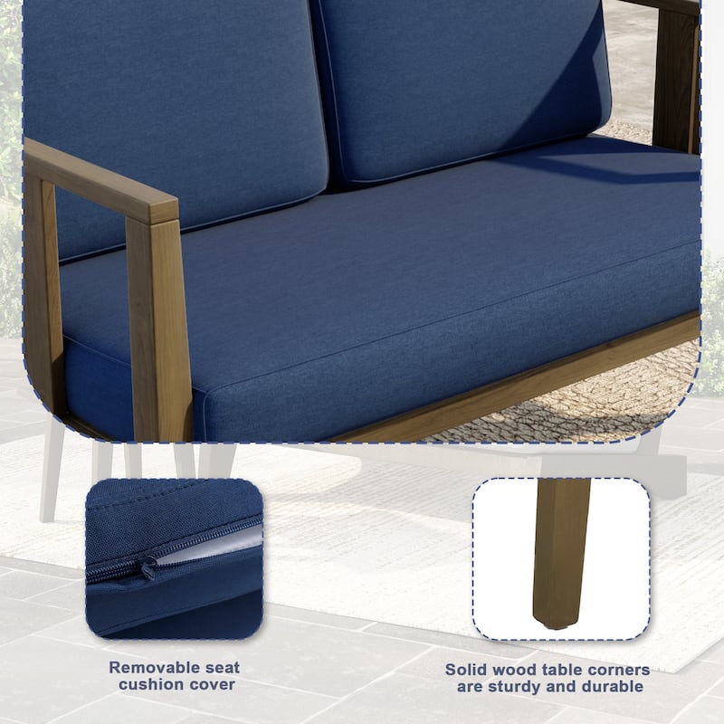 Teak Wood Weatherproof Outdoor Loveseat