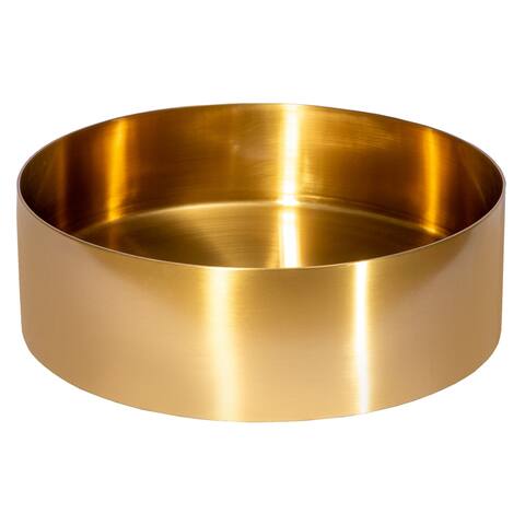 Round 15-in Stainless Steel Vessel Sink in Gold with Drain